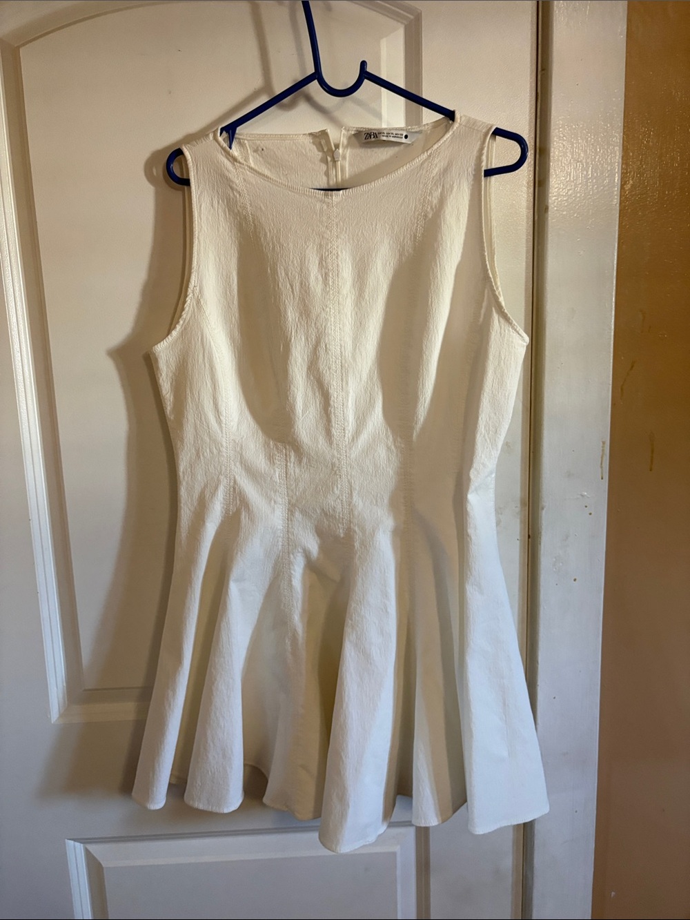 Zara White Sleeveless Fit-and-Flare Tunic